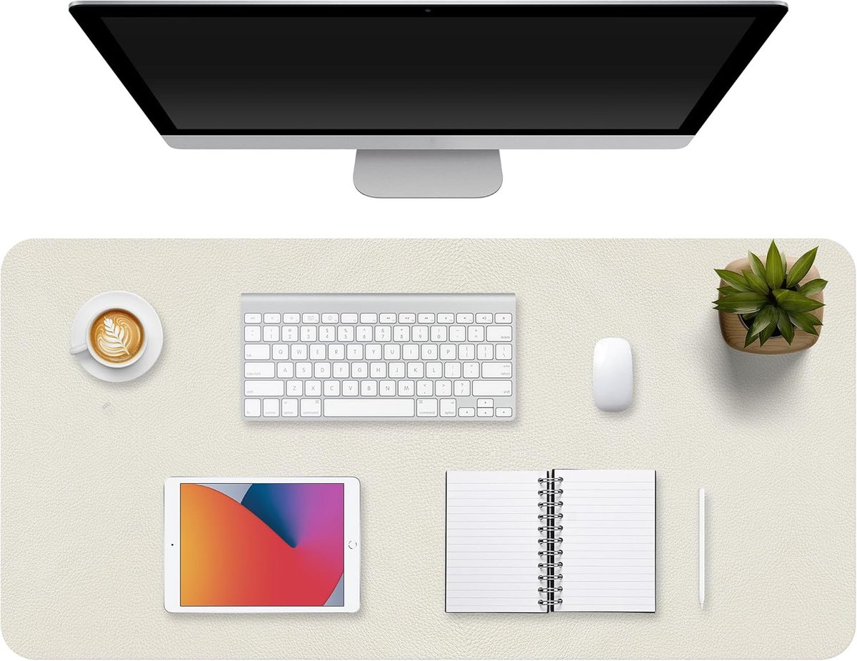 Deskmat XL 80 x 40 cm - Lichtbeige PU Leer - Waterdicht en Antislip - Perfecte Bescherming voor Bureau - ShopVlot