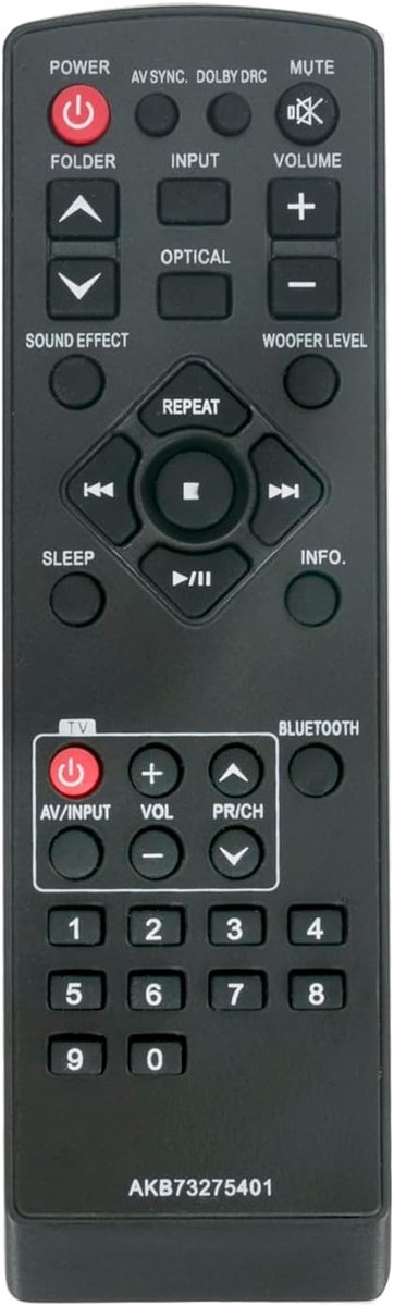Vervangende afstandsbediening voor LG Soundbar - AKB73275401 - Eenvoudig in gebruik - Geen configuratie nodig - ShopVlot