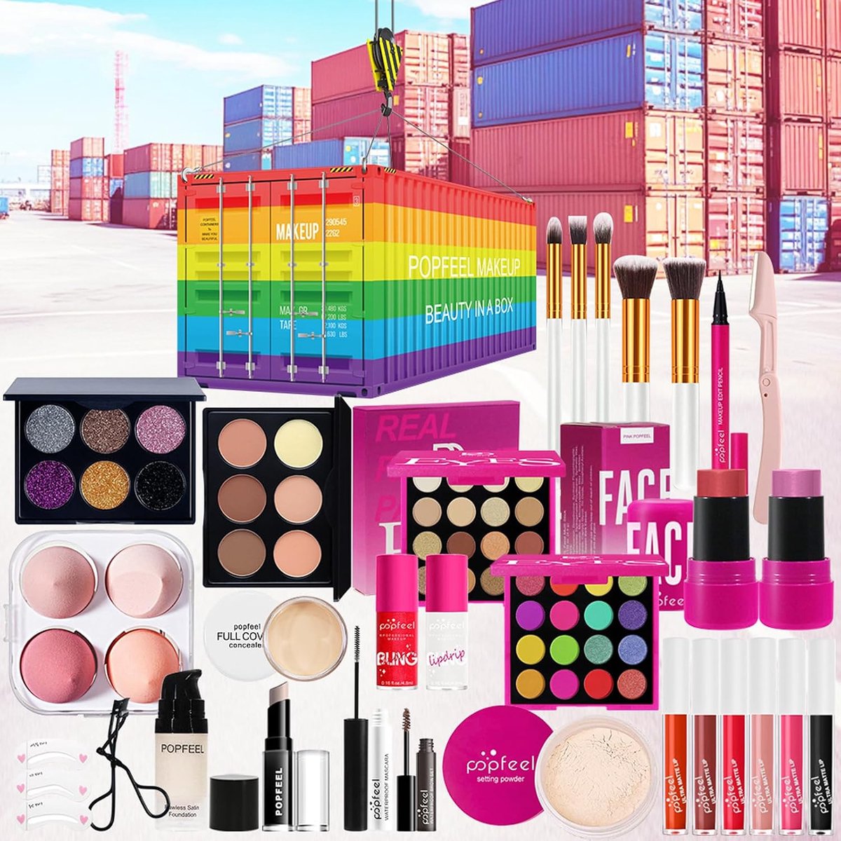 Dames make-up set - Draagbaar volledig - Inclusief make-up borstels - Perfect voor onderweg - ShopVlot