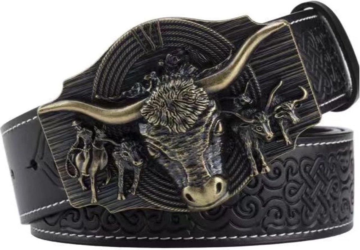 Belt Western voor Cowboy - 130CM - Vintage lange hoorn stier - Perfect voor rodeo's - ShopVlot