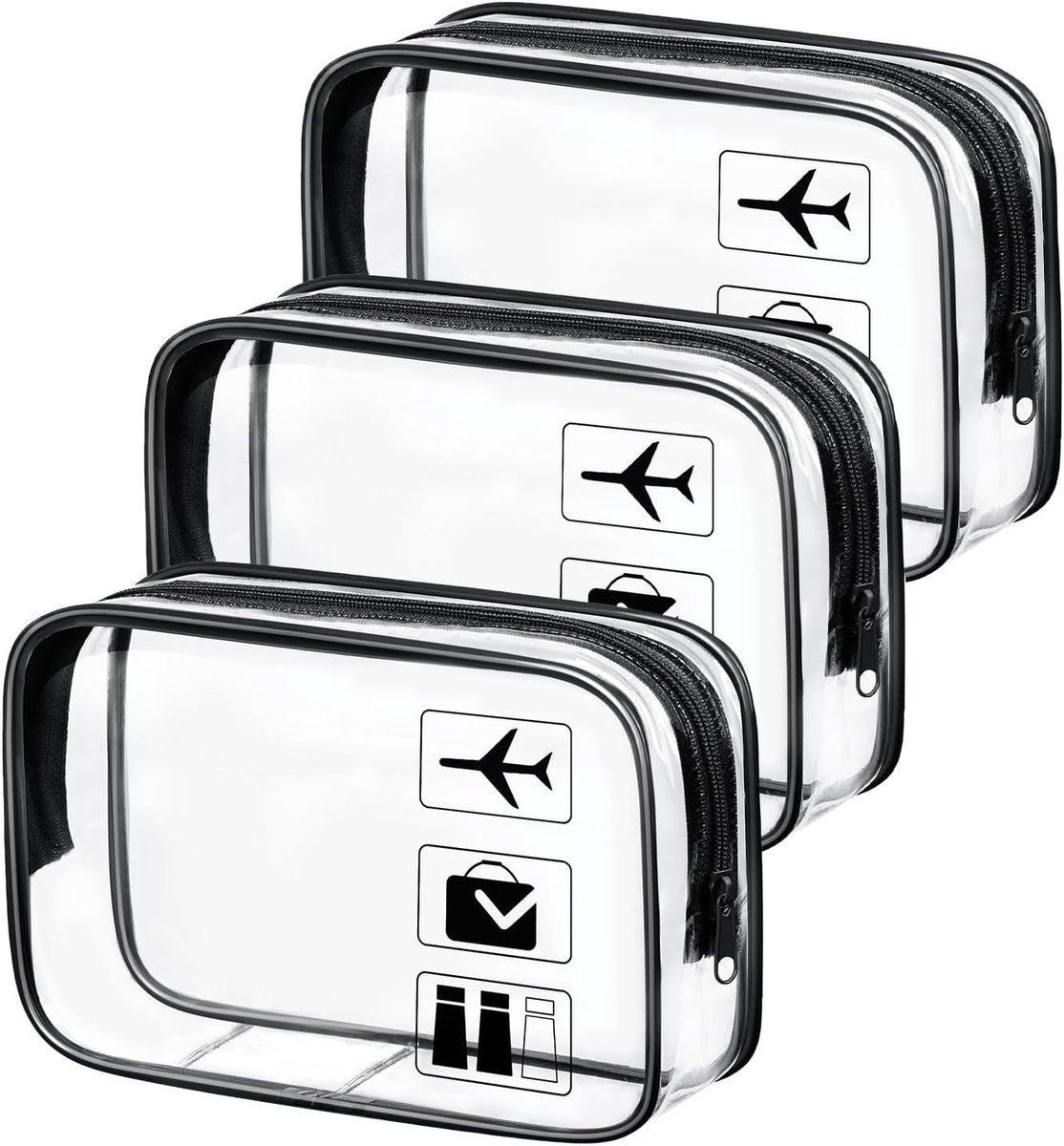 Toilettas set 3 stuks - transparant PVC - waterdicht - ideaal voor reizen - ShopVlot