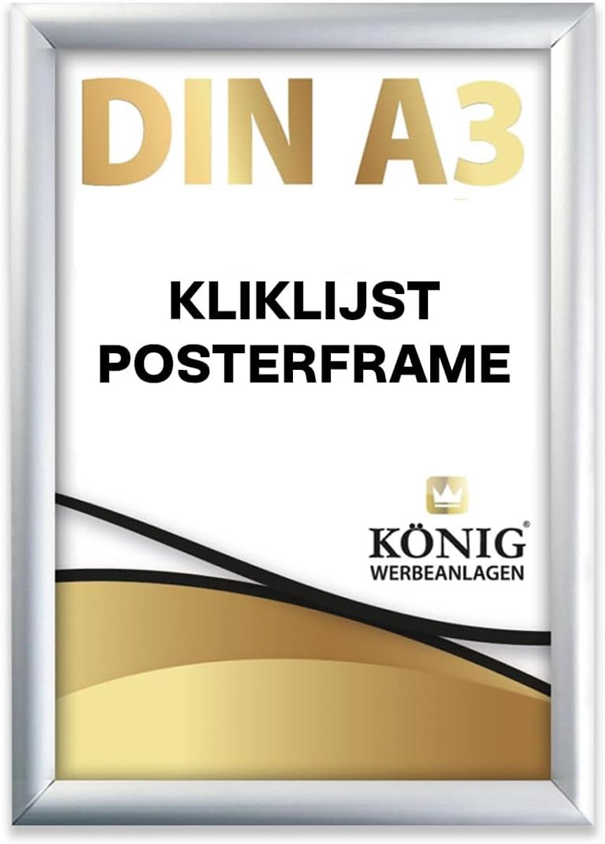 Posterlijst DIN A3 set van 5 - Aluminium profiel 25 mm - Antireflecterende beschermdisc - Perfect voor presentatie - ShopVlot