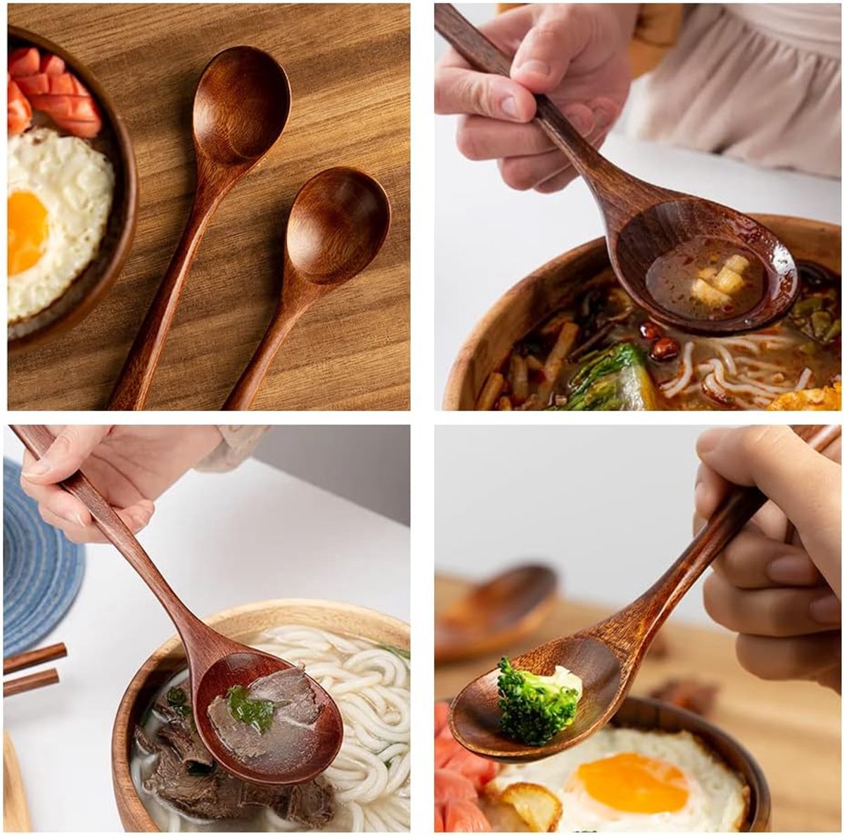 Houten soeplepel 20 cm - Ramenlepel - Set van 2 - Perfect voor koken en roeren - ShopVlot