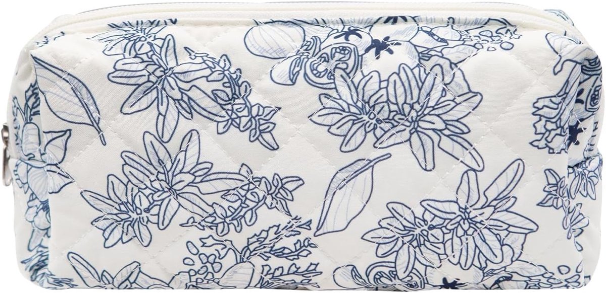 Pencilcase bloemen 19x8x6cm - katoenen make-up tas - grote opslagcapaciteit - ideaal voor school - ShopVlot