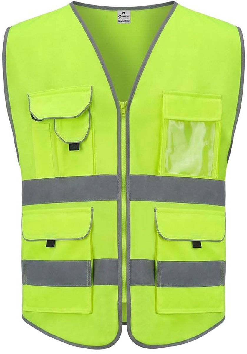 Veiligheidsvest hoge zichtbaarheid - volwassenen - fietsveiligheidsvest met zakken - ideaal voor reparaties - ShopVlot