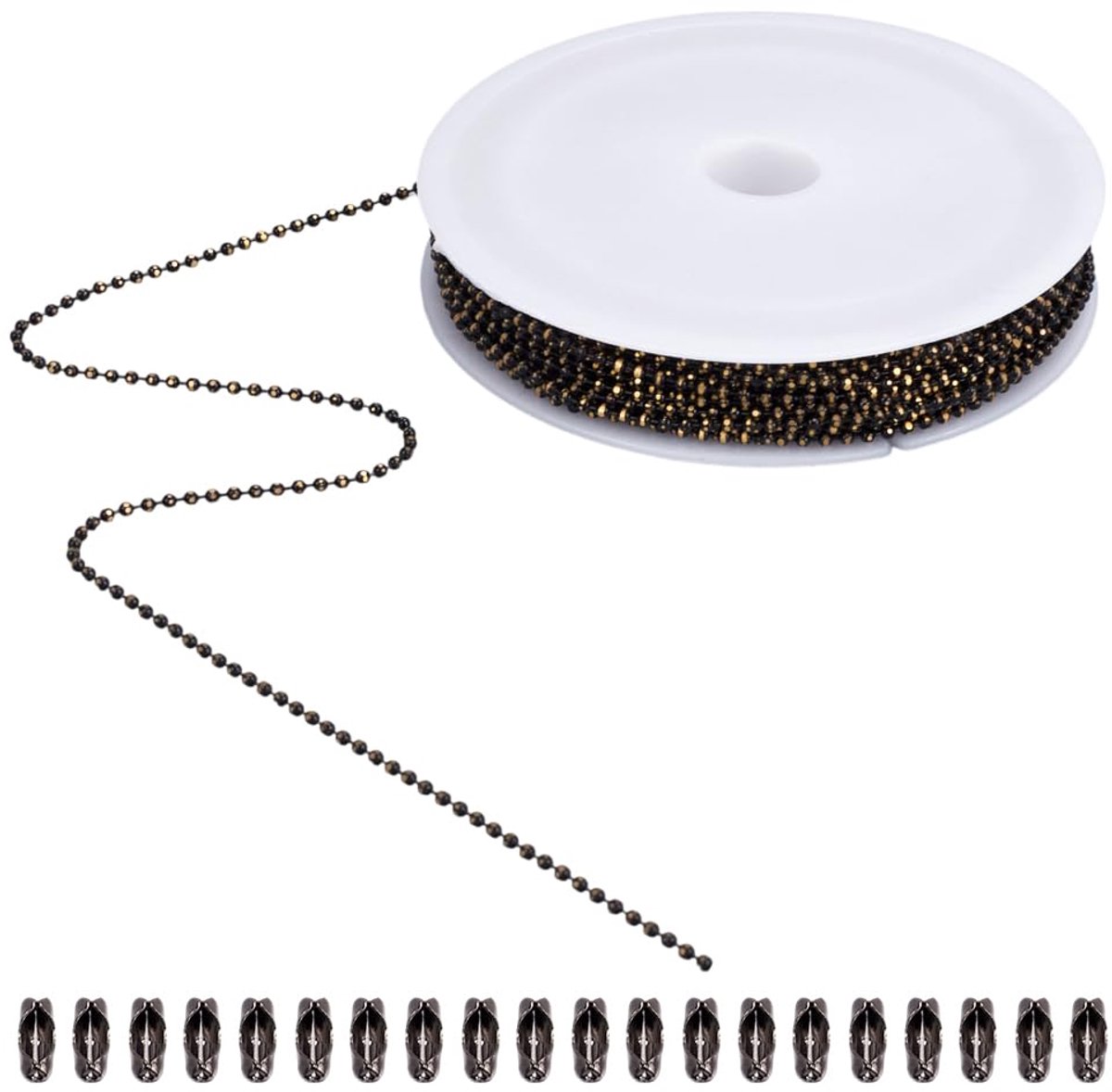 Hondenpenning kralenketting 30 voet/9 m - messing 1,5 mm - gefacetteerde bal gunmetal - ShopVlot
