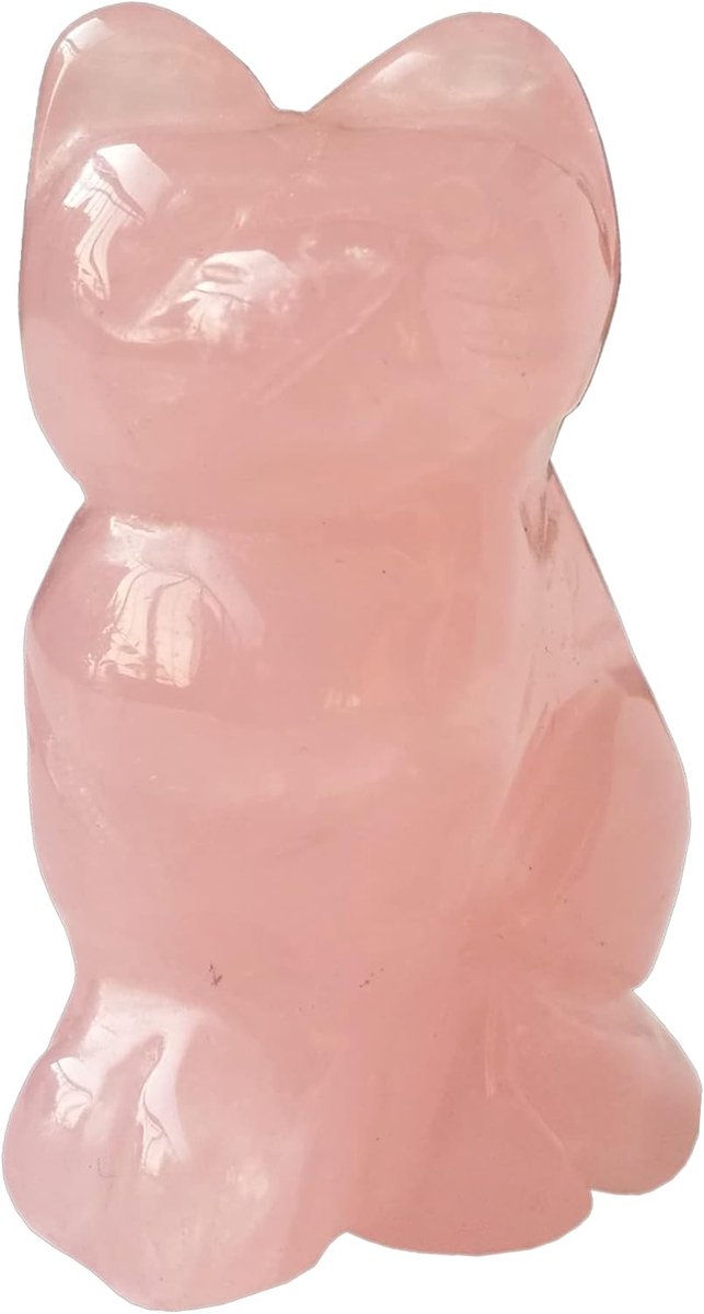 Rozenkwarts kristallen 50mm - Gelukskat beeldje - Decoratief en genezend - Perfect voor meditatie - ShopVlot