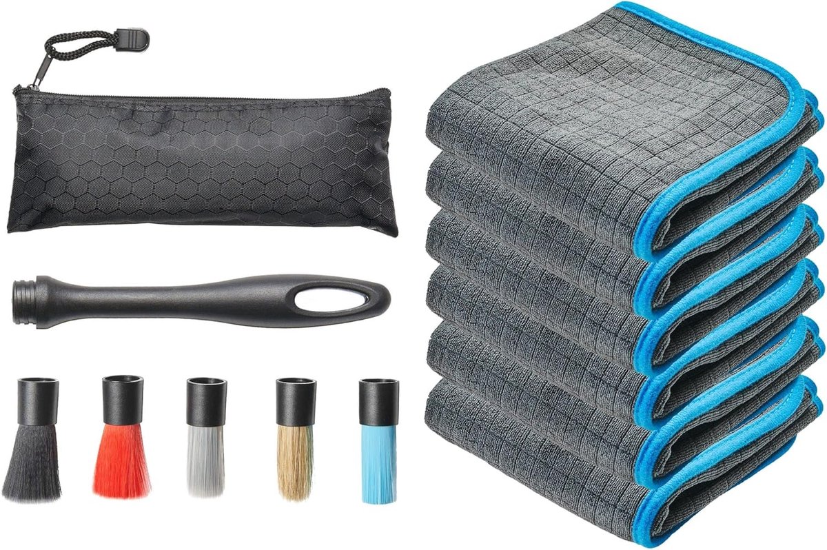 Detailing borstelset 5-in-1 - verwisselbare borstels - inclusief velgenborstel - ideaal voor interieurreiniging - ShopVlot