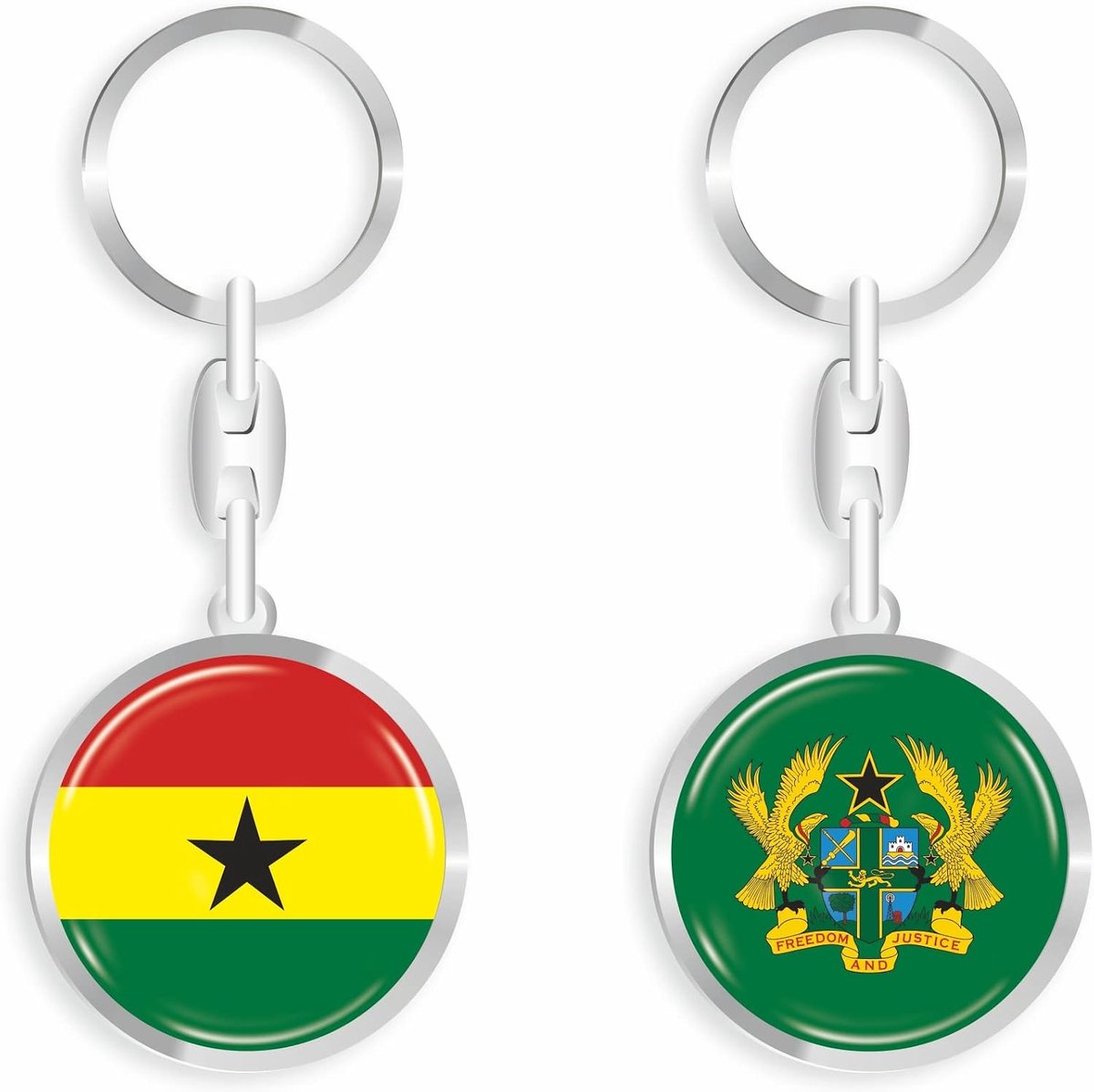 Sleutelhanger Ghana 3D Effect - Multicolor 33mm - Inclusief sticker - Perfect als cadeau - ShopVlot