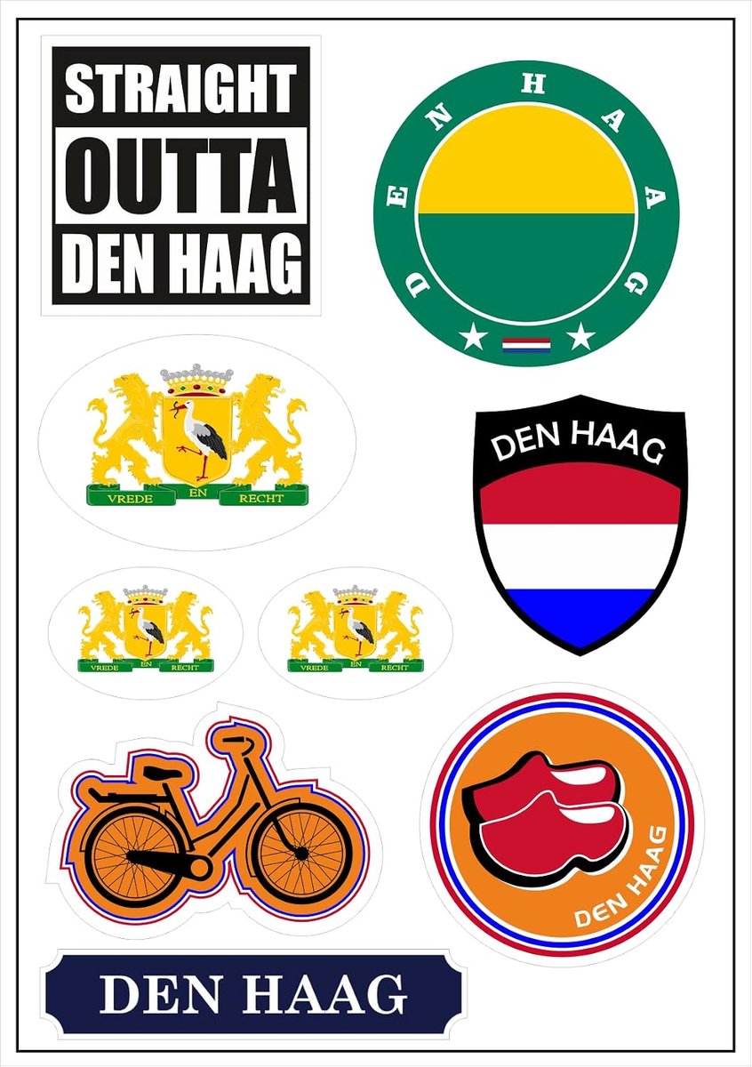 Stickers The Hague Nederland 9 Stuks - Vinyl - Waterdicht - Perfect voor auto of motor - ShopVlot