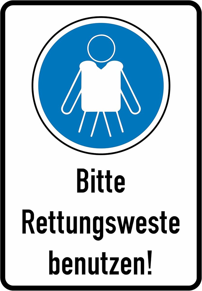 Gebruik reddingsvest sticker 23x16cm - zelfklevend - glossy UV-print - duidelijke veiligheidsinstructie - ShopVlot