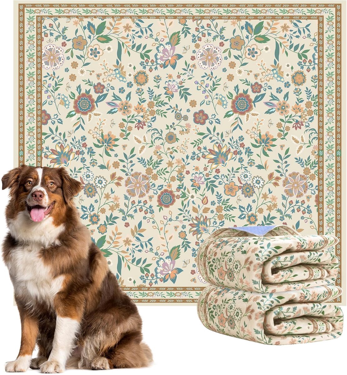 Hondentrainingspads 48x48 Inch - Herbruikbaar met Bloemenpatroon - Waterdicht voor Puppy Training - ShopVlot