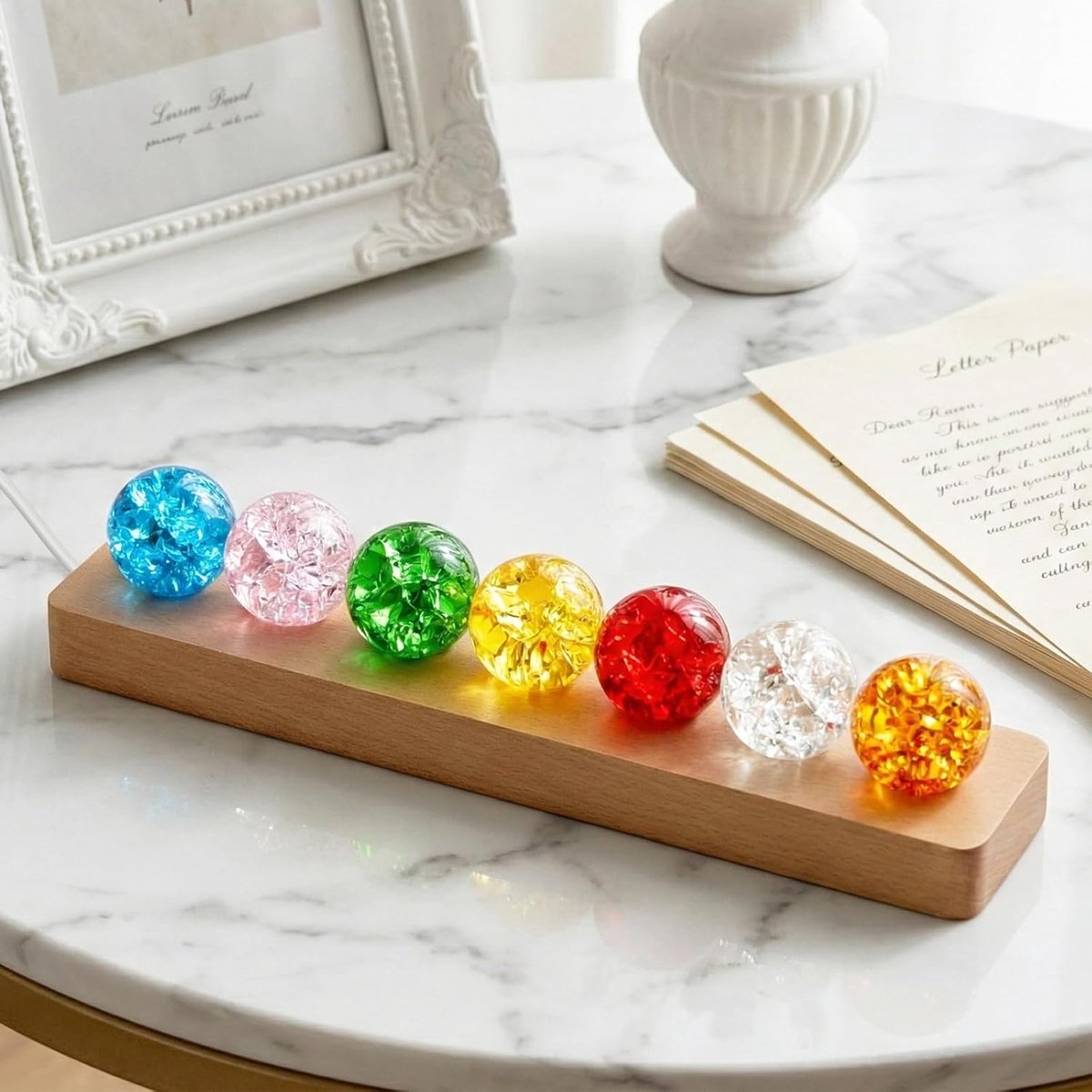 Decoratieve Kristallen Ballen Set van 7 - 40mm Diameter - Kleurrijke Regenboog Effect - ShopVlot