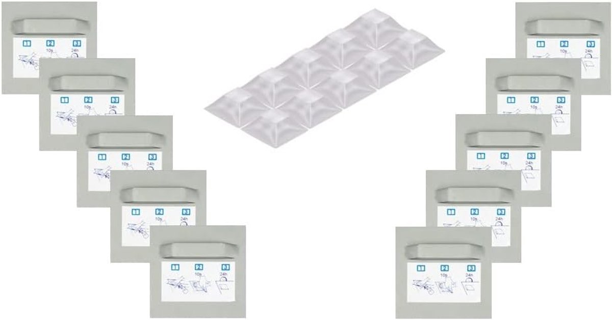 Zelfklevende plaat 45 x 45 mm - 10 stuks - met oogje en silicone spacer - ideaal voor zwevende wanddecoratie - ShopVlot