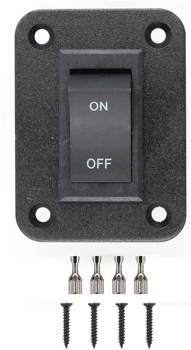 Tuimelschakelaar 12V 20A - 4-polig DPST - aluminium frontplaat - veilig voor caravans en boten - ShopVlot