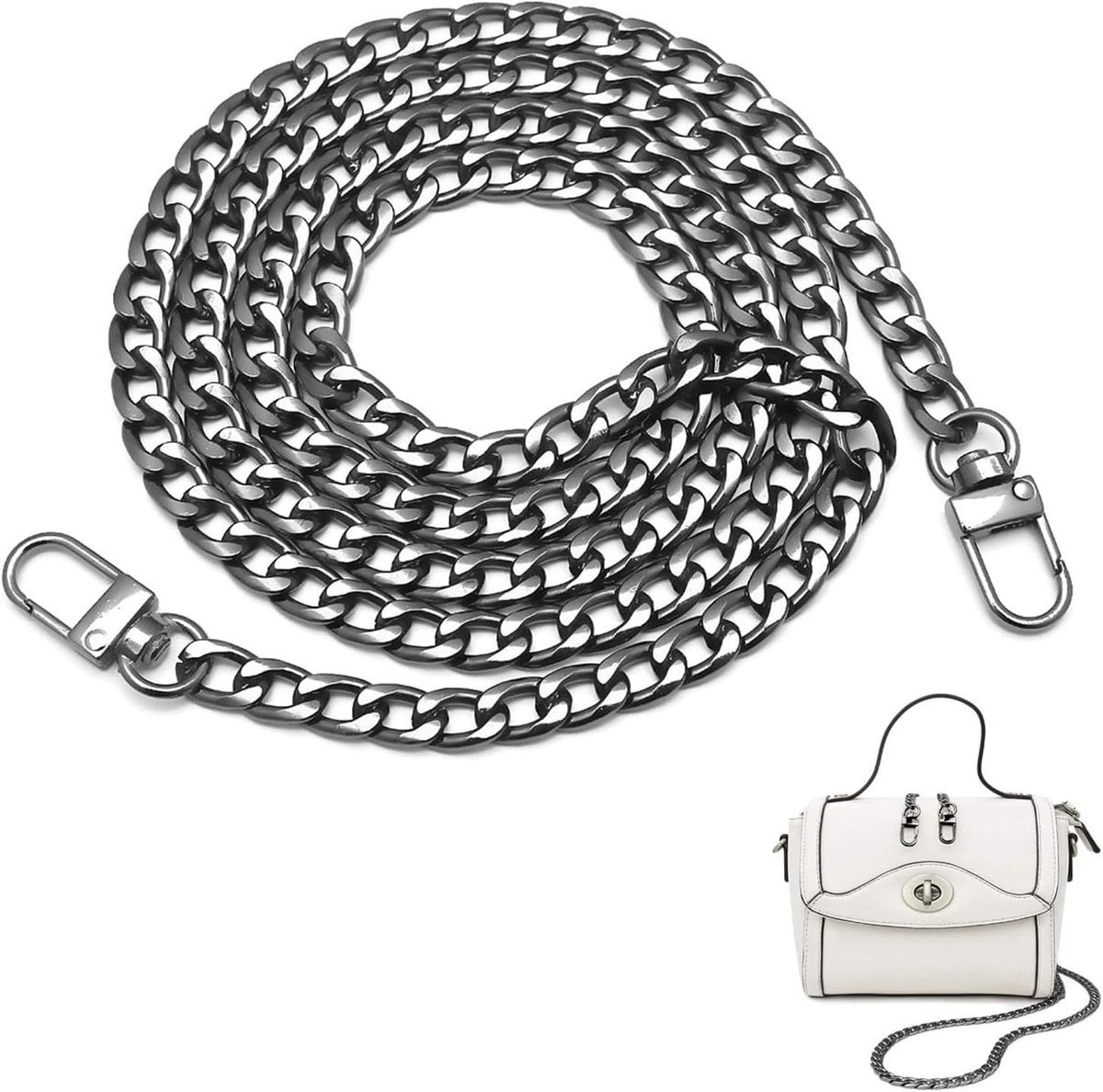 Schoudertas Accessoire Ketting - Gunning Zwart - Lichtgewicht Metaal - Ideaal Voor Handtassen - ShopVlot