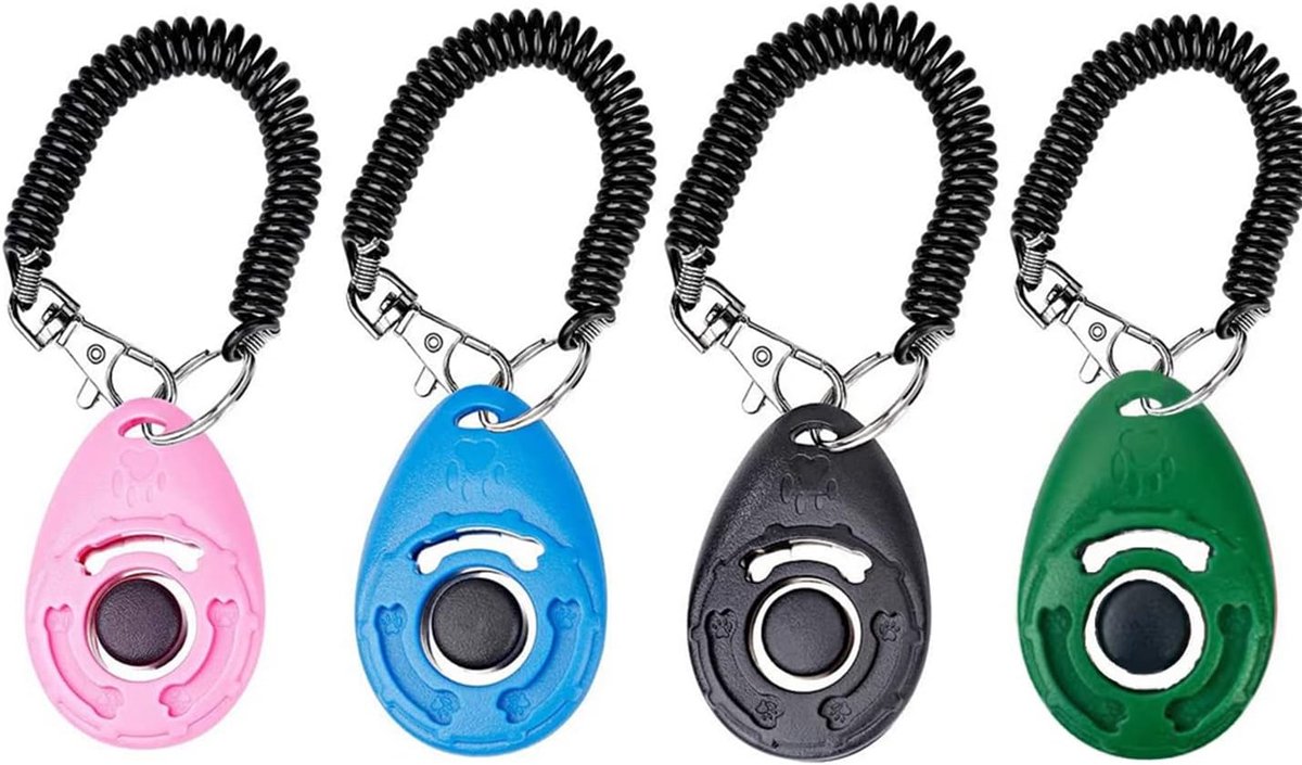 Pet Clicker 4PCS - kunststof en RVS - 4 kleuren - ideaal voor hond en kat - ShopVlot