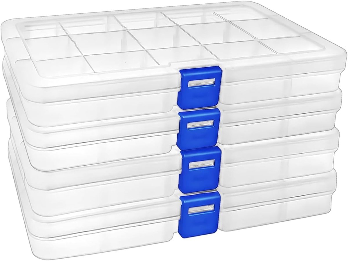 Plastic box 28 compartimenten - 4 stuks - milieuvriendelijk PP kunststof - ShopVlot