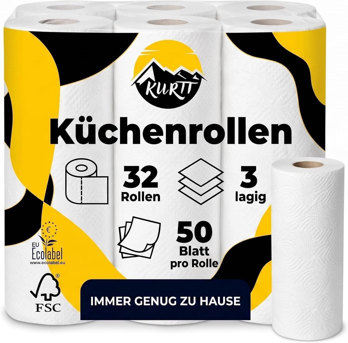 Keukenrol 32 rollen value pack - 3-laags, extra absorberend - 1.600 vellen totaal - ideaal voor huishoudens - ShopVlot