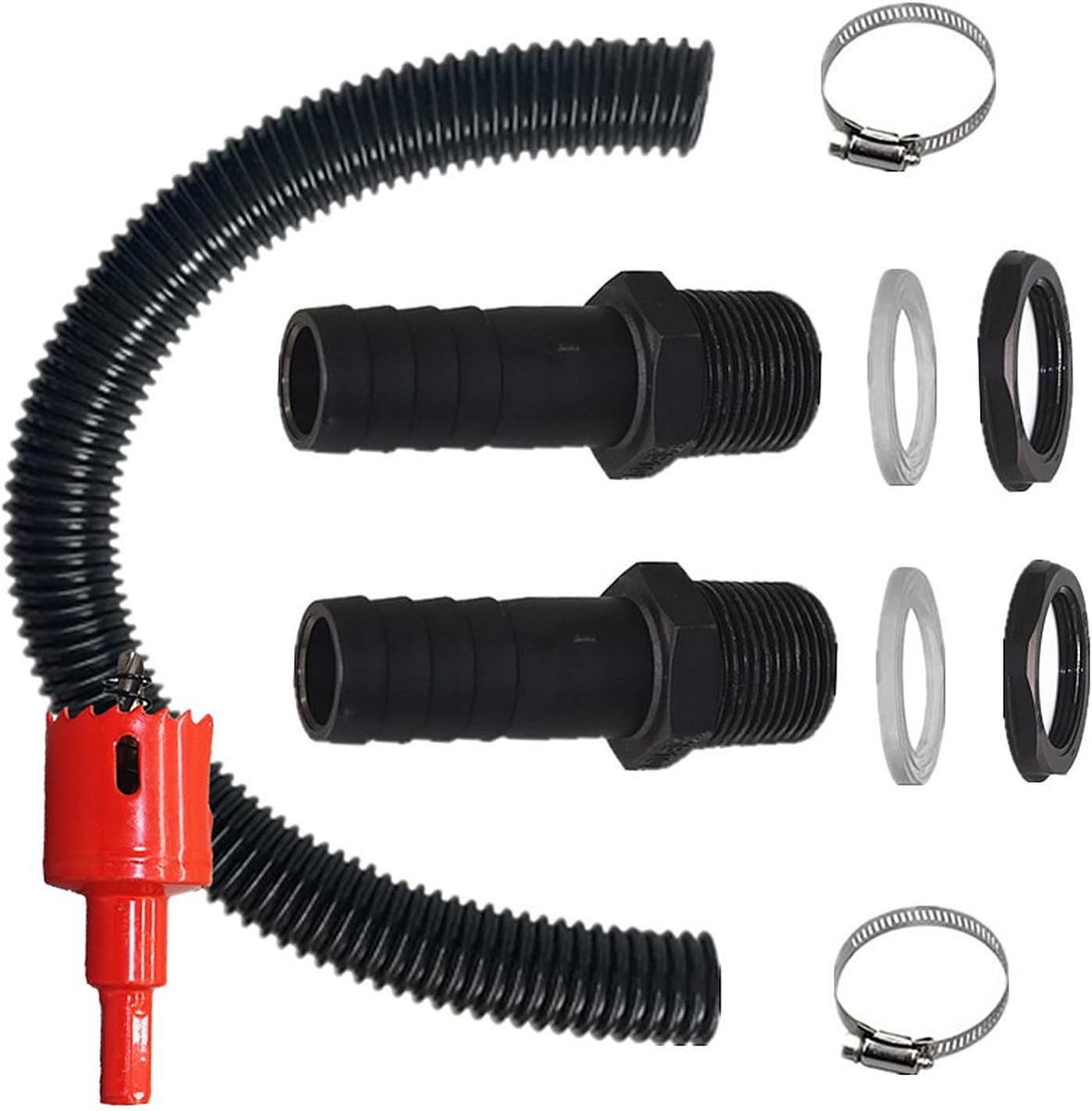 Rainwaterafvoerset 40 mm - 500 mm Slang - Inclusief Koppelingen en Slangklemmen - Ideaal voor Regenwateropslag - ShopVlot