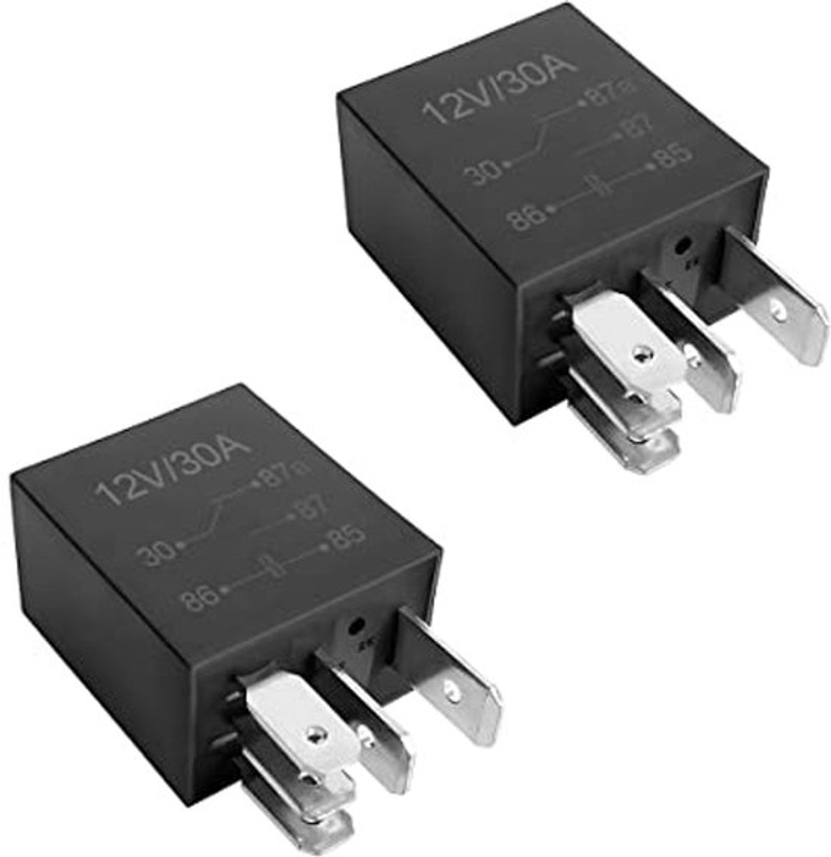 Pakket van 2 autorelais 12V 30A 5-pins praktische betrouwbare aansluiting SPDT voertuig-bootrelais Relaisrelais voor auto's vrachtwagens airconditioning bestelwagen boot