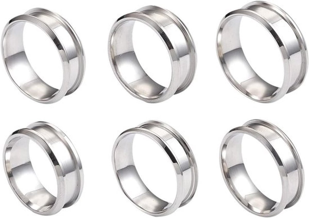 Set van 6 roestvrijstalen ronde sieradenringen van 17 tot 22 mm, duurzaam en geschikt voor het maken van unisex sieraden met stevige pasvorm