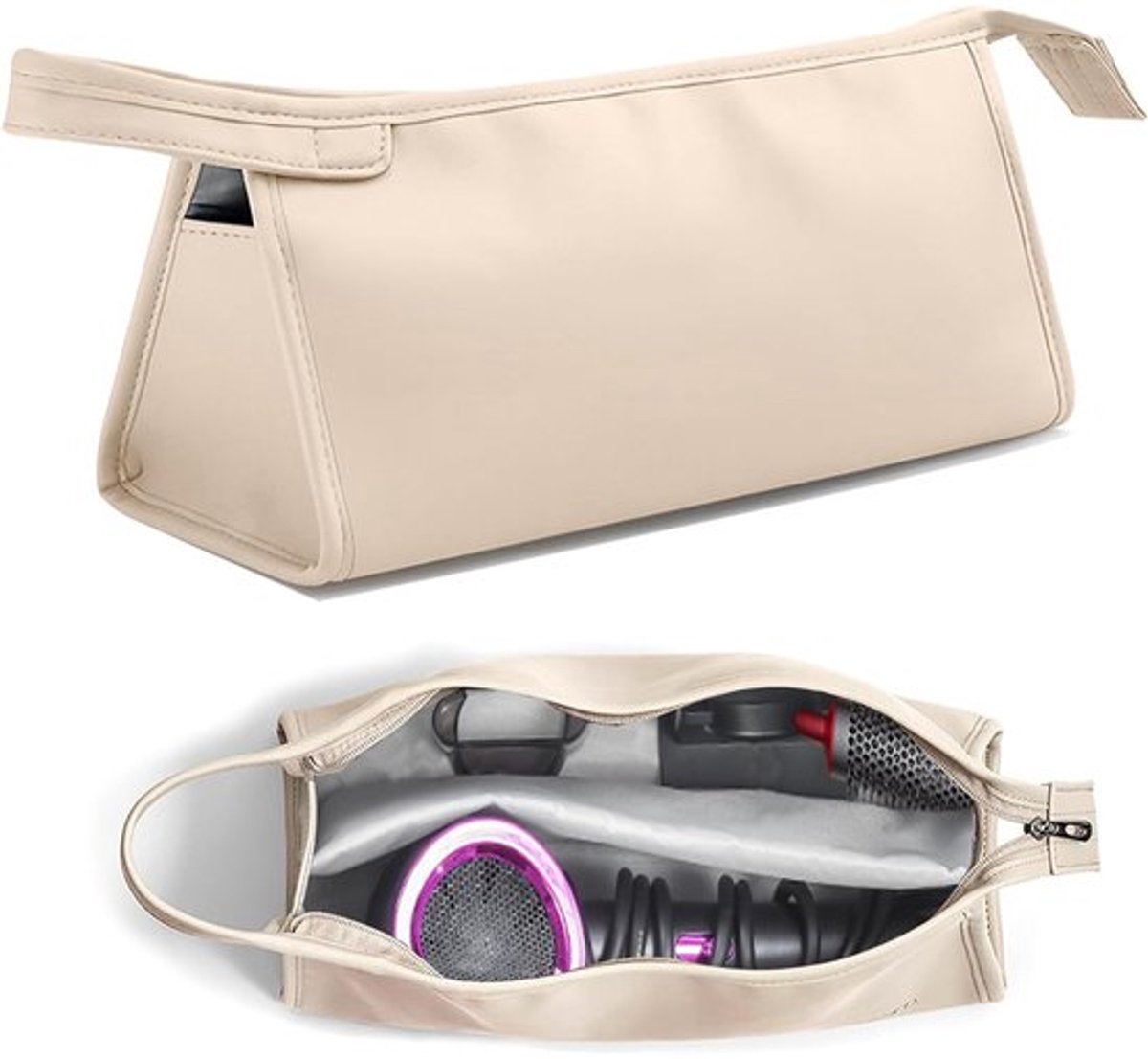 1 Pcs Beige Reistas voor Dyson Airwrap Styler Krultangen, Draagbare Haardroger Opbergtas Haardroger Reistas Styler Compatibel met Shark/Dy-son Supersonic