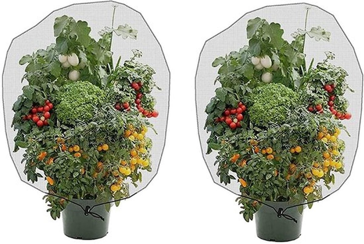 2 stuks insecten- en vogelbarrièrenetten met trekkoord - Tuinnet voor insecten en planten ter bescherming van fruit, bloemen en insecten tegen voedsel van vogels