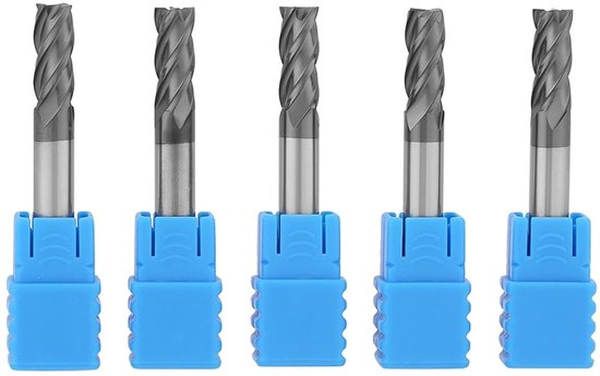 Set van 5 wolfraamcarbide 4-snijder CNC frezen met 6 mm diameter en 50 mm lengte, ideaal voor nauwkeurige metaalbewerking en duurzaam snijgereedschap
