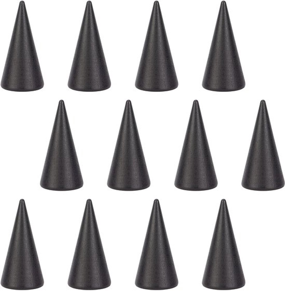 12 stuks zwarte houten ringdisplays, vingerringhouder sieradendisplay in kegelvorm ringhouder voor ringjuwelententoonstelling