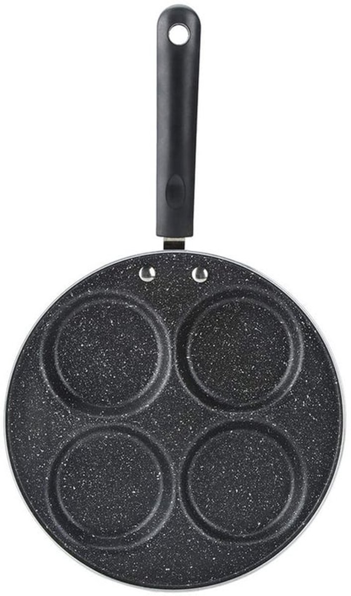 Antiaanbakpan met 4 gaten, snel verwarmend en energiebesparend, gemakkelijk schoon te maken kookgerei voor spiegeleieren (vier ronde gaten 24 cm)
