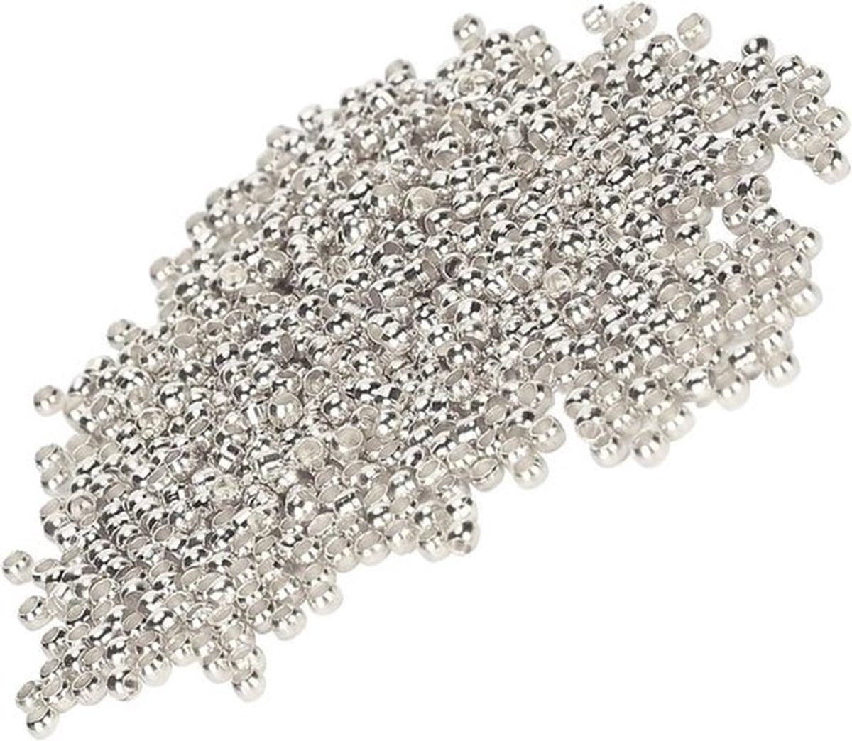 500 stuks krimpkralen 2mm voor sieraden maken - zilverkleurige kralen - dunne krimpkralen voor oorbellen, kettingen en hangers