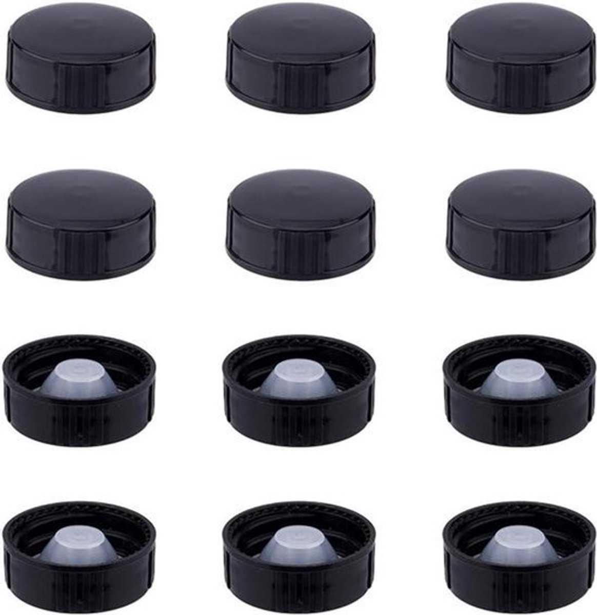 40 stuks zwarte polyseal schroefdoppen voor essentiële olieflessen - binnendiameter 32 mm