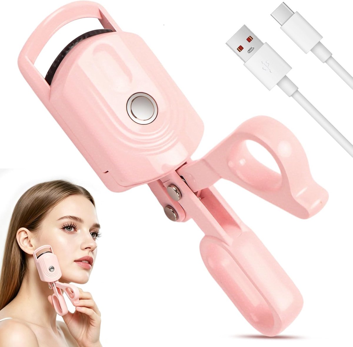Wimpertang verwarmbaar - gebogen ontwerp - langdurige krullen - make-up tool roze - ShopVlot