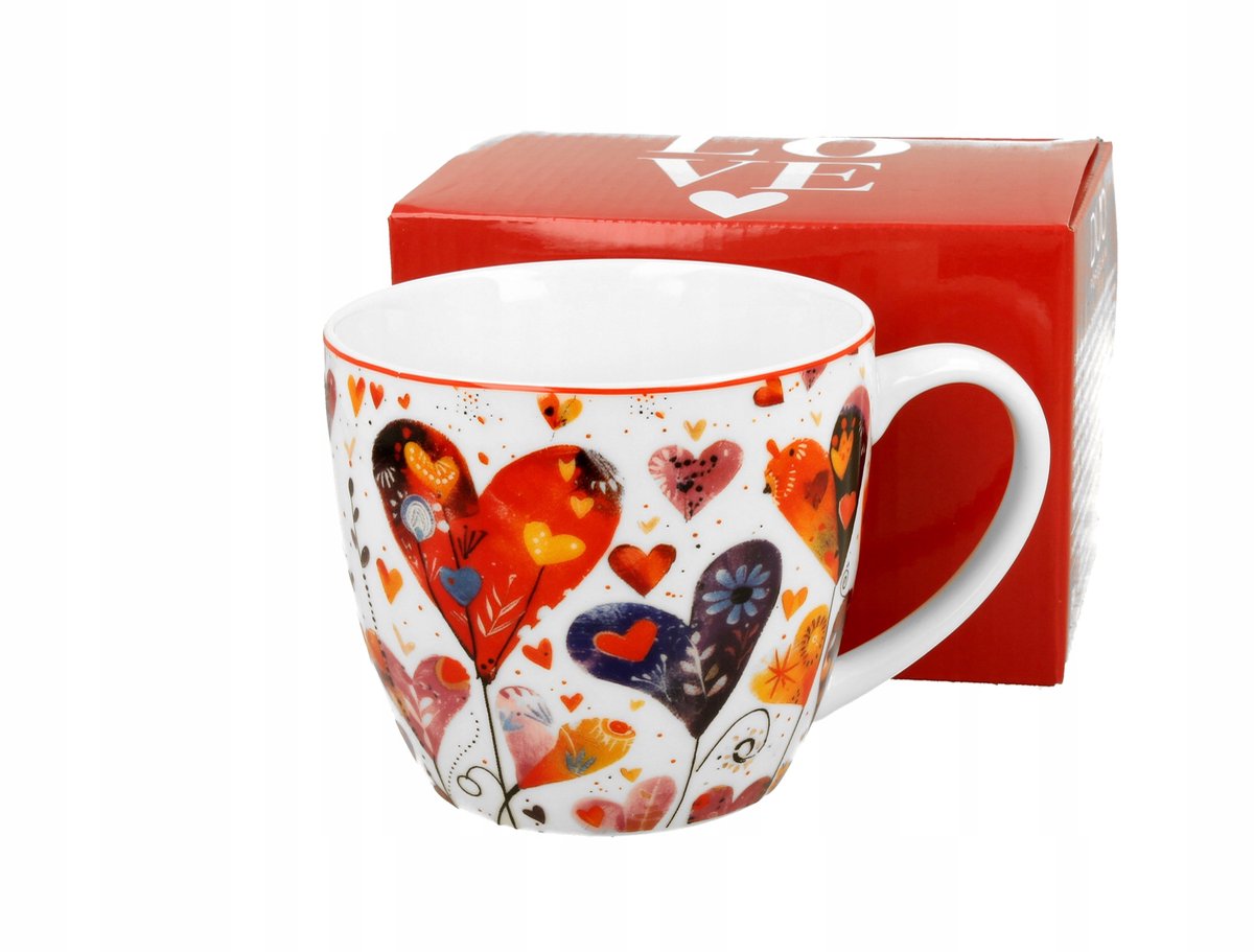 Merkloos Mok 460 ml met Kleurrijke Hartjes - Perfect Cadeau