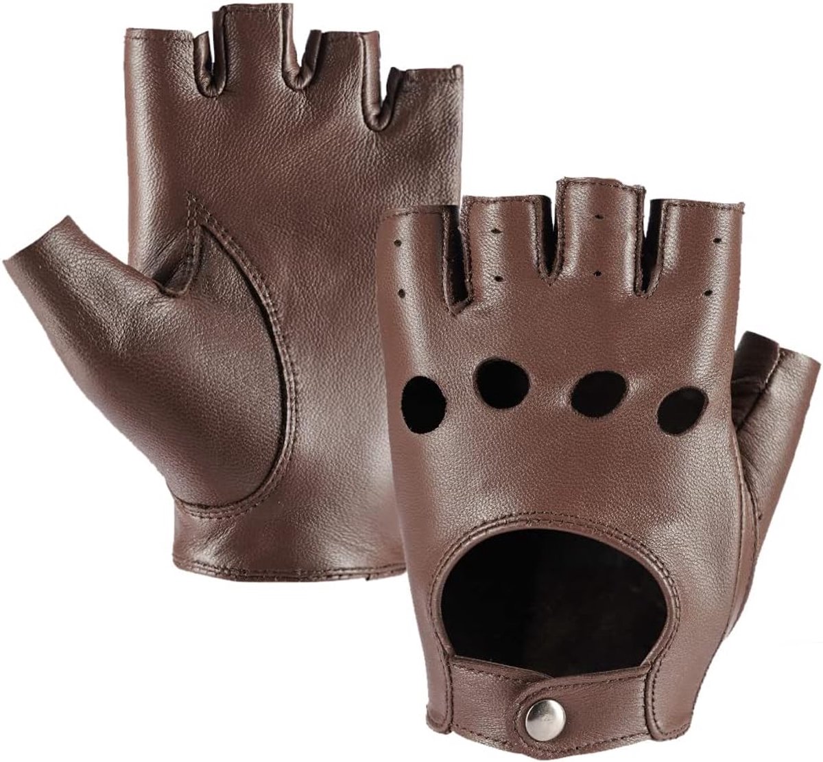 Leren Vingerschoenen Dames - Halfvinger Rijhandschoenen - Ongevoerd - Comfortabel voor autorijden - ShopVlot
