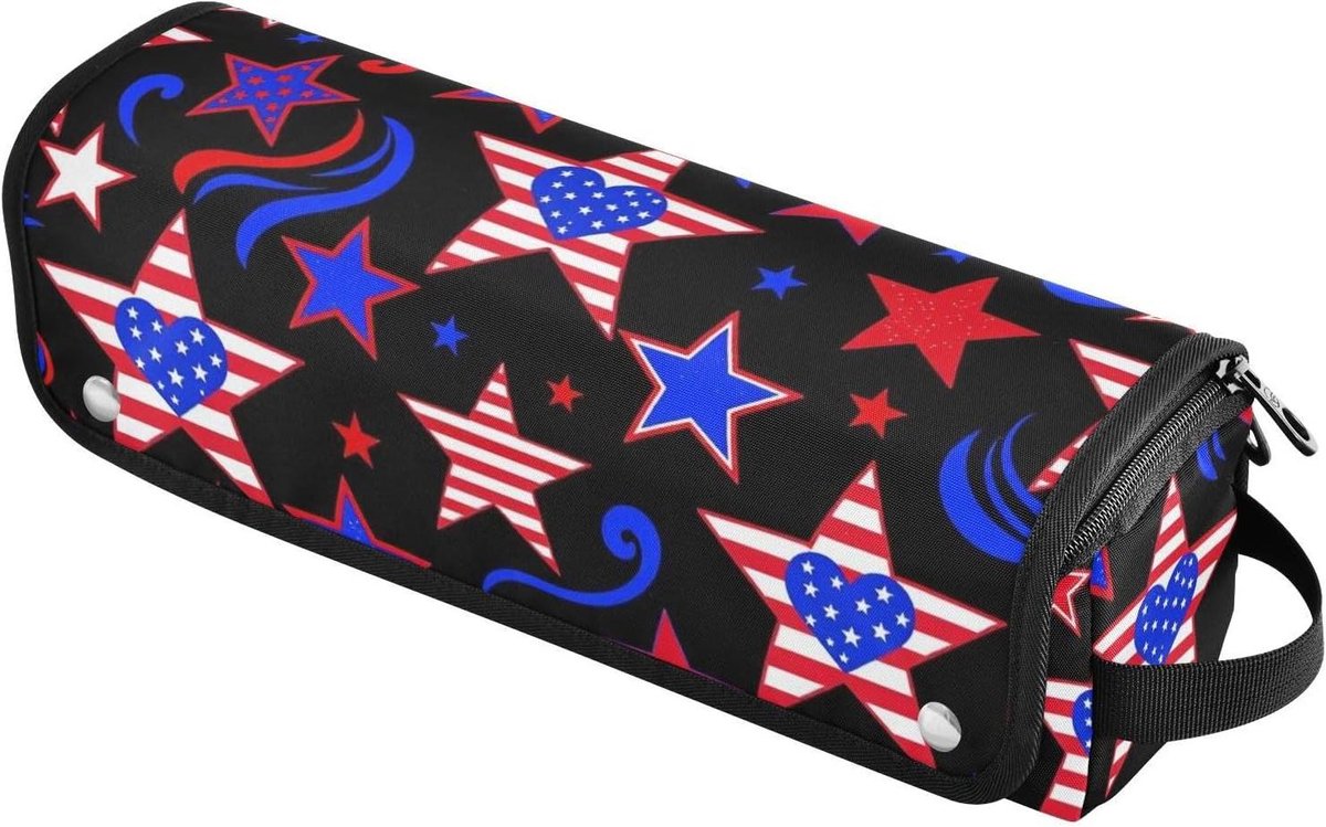 Krultang Reistas - Haartool Organizer - Reizen en Thuis - Hittebestendige Mat - 365 x 10 x 10 cm - Patriottisch