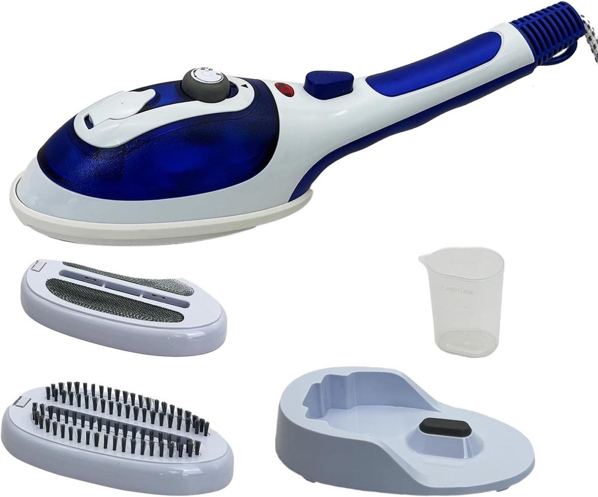 Mini Stoomstrijkijzer - Reisstrijkijzer Opvouwbaar - Kleding Strijken - Keramische Zool Snel Opwarmend - 2000 Watt - Wit Blauw