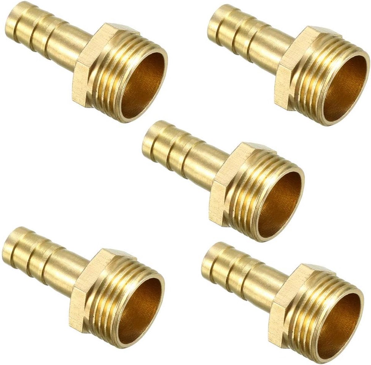 Sourcing map 5 stuks. Messing slangverbinding pijpaansluiting 6mm tuit x 1/8 PT stekker buis 8mm x 3/8 PT, 5 Pack