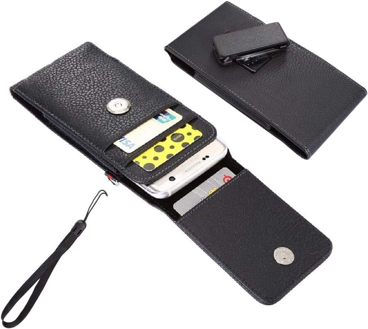 Lederen houder houder houder riemclip Rotary 360 voor GIONEE M6 (2016) - zwart