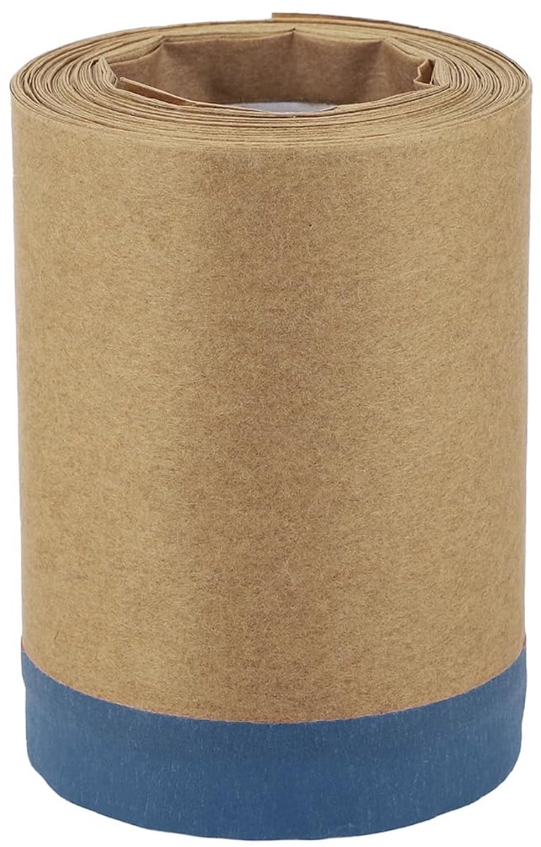 Maskerpapier voor het lakken van motorvoertuigen, maskerpapier van kraftpapier, natuurvezelmateriaal, 1 stuk, 1500 x 10 cm, bruin blauw