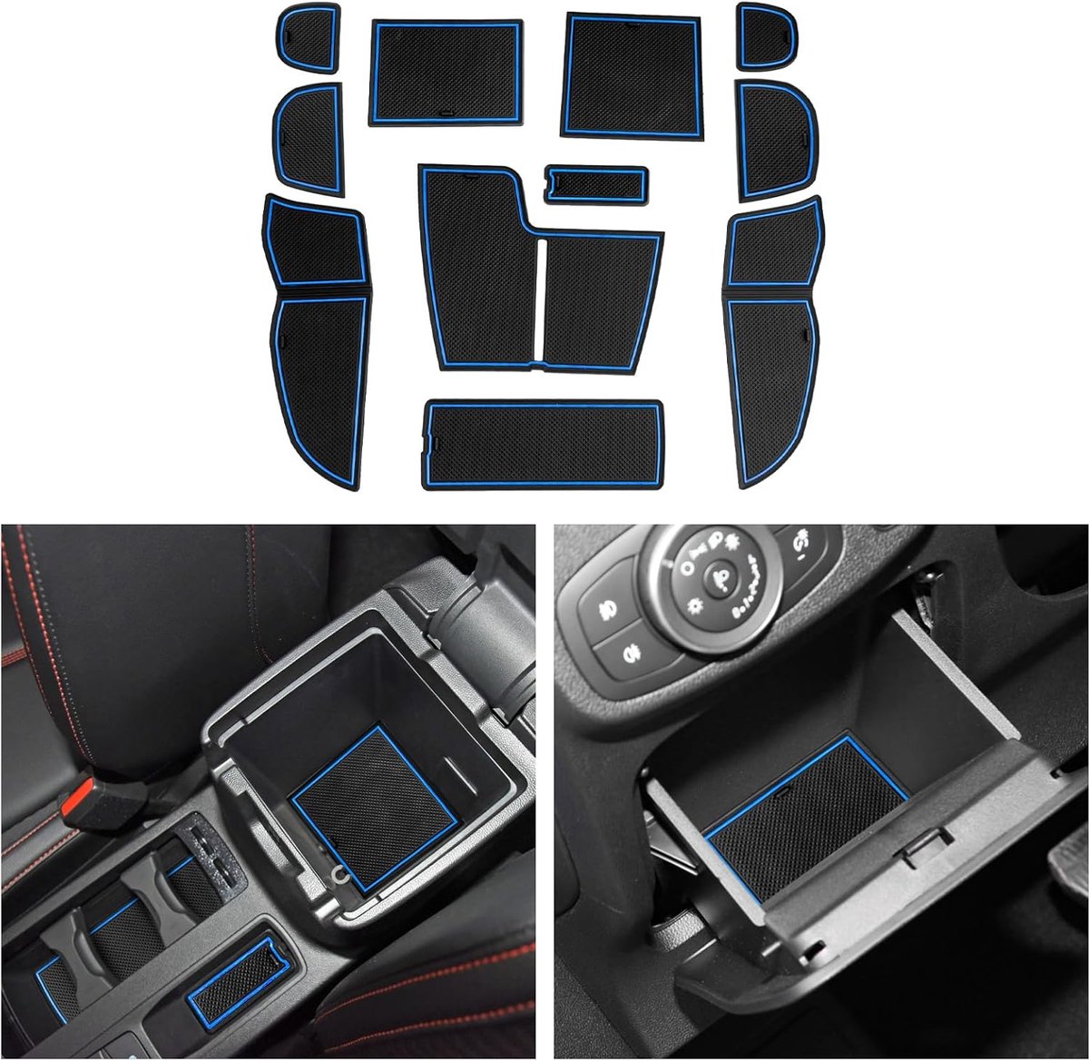 Compatibel met Ford Focus Active 2022 2023 2024 Facelift, rubbermatten middenconsole antislipmatten antislip bekerhouder rubberen mat armsteun Focus Active accessoires (Blauw)