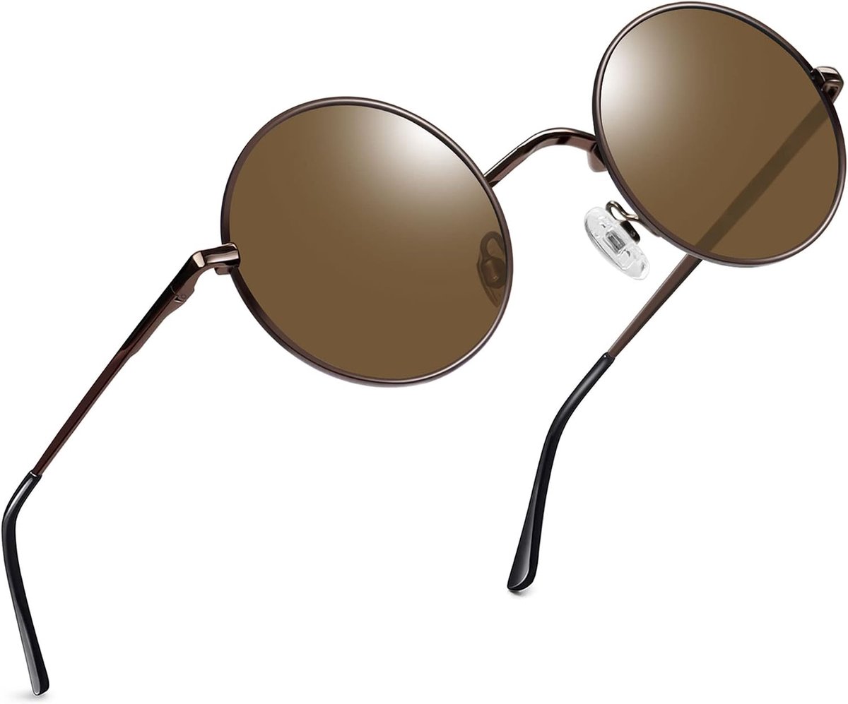 Ronde Zonnebril Heren Dames Gepolariseerde UV-Bescherming | Vintage Metalen Frame Hippie Zonnebrillen Mannen Vrouwen