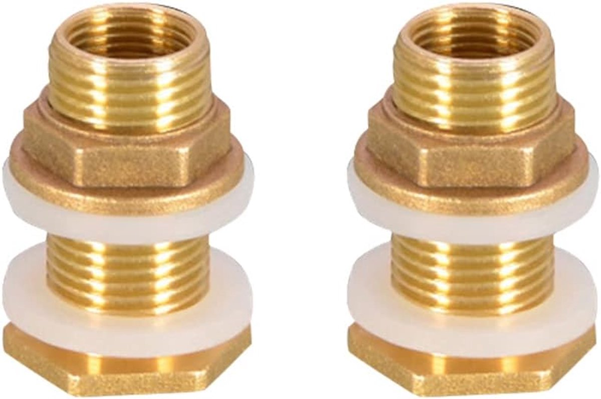 Watertankconnector, 2 stuks mannelijke 1/2 inch vrouwelijke 3/8 inch draad messing connector voor watertoren uitgang interface gezamenlijke montage koperen buis adapter pijp