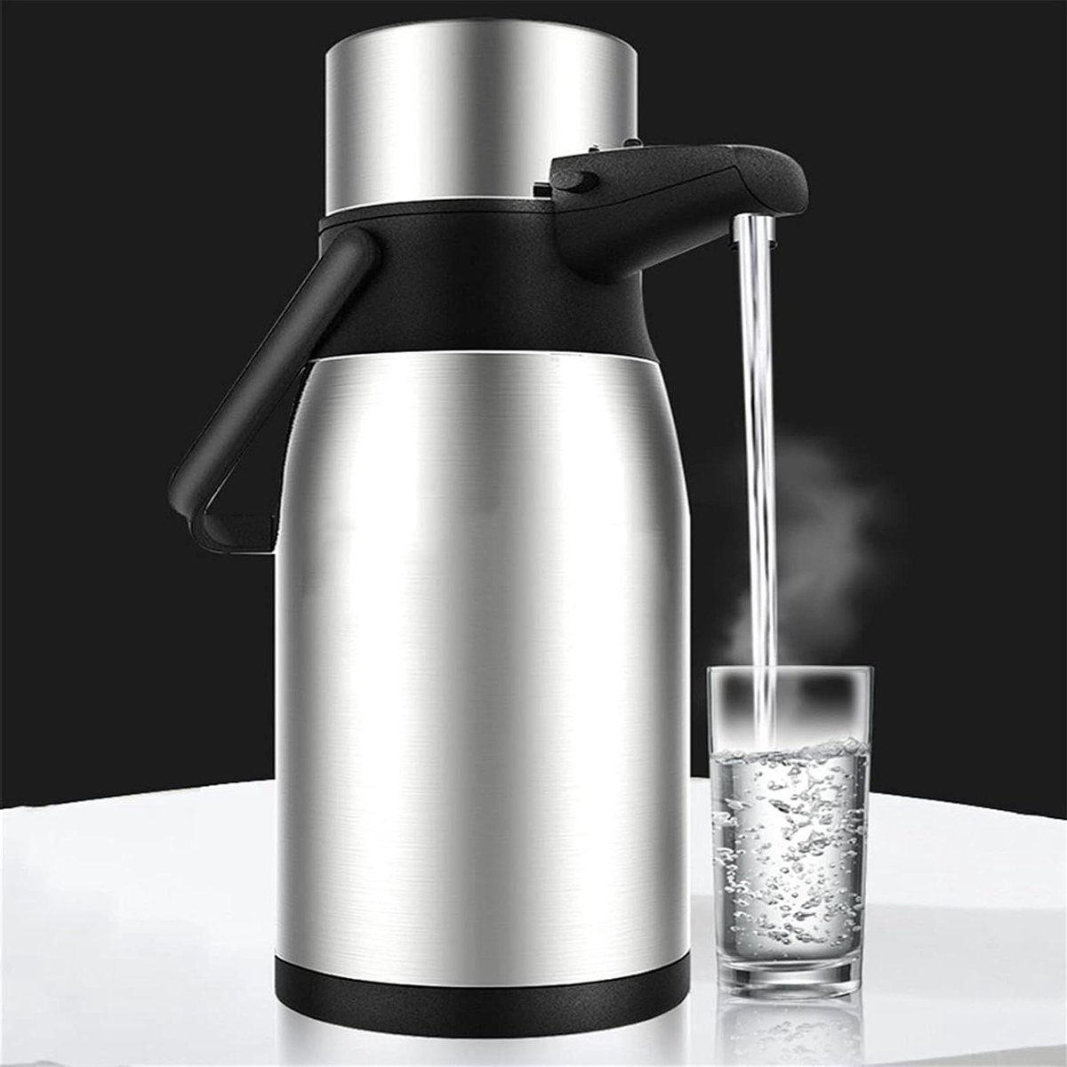 Thermoskan met pomp - Airpot koffie dispenser - Dranken warm houden - Dubbelwandige isolatie - 1 Liter - Rvs
