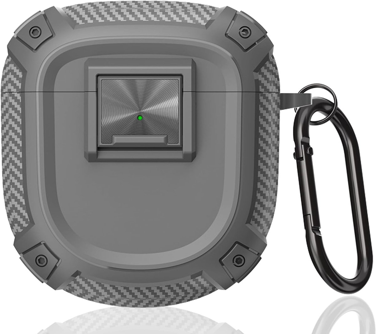 Ultra hoes met slot schokbestendige beschermhoes compatibel met Bose QuietComfort Ultra oordopjes (2023) / Bose QuietComfort oordopjes II (2022) hoesje met veiligheidsslot en karabijnhaak (grijs)