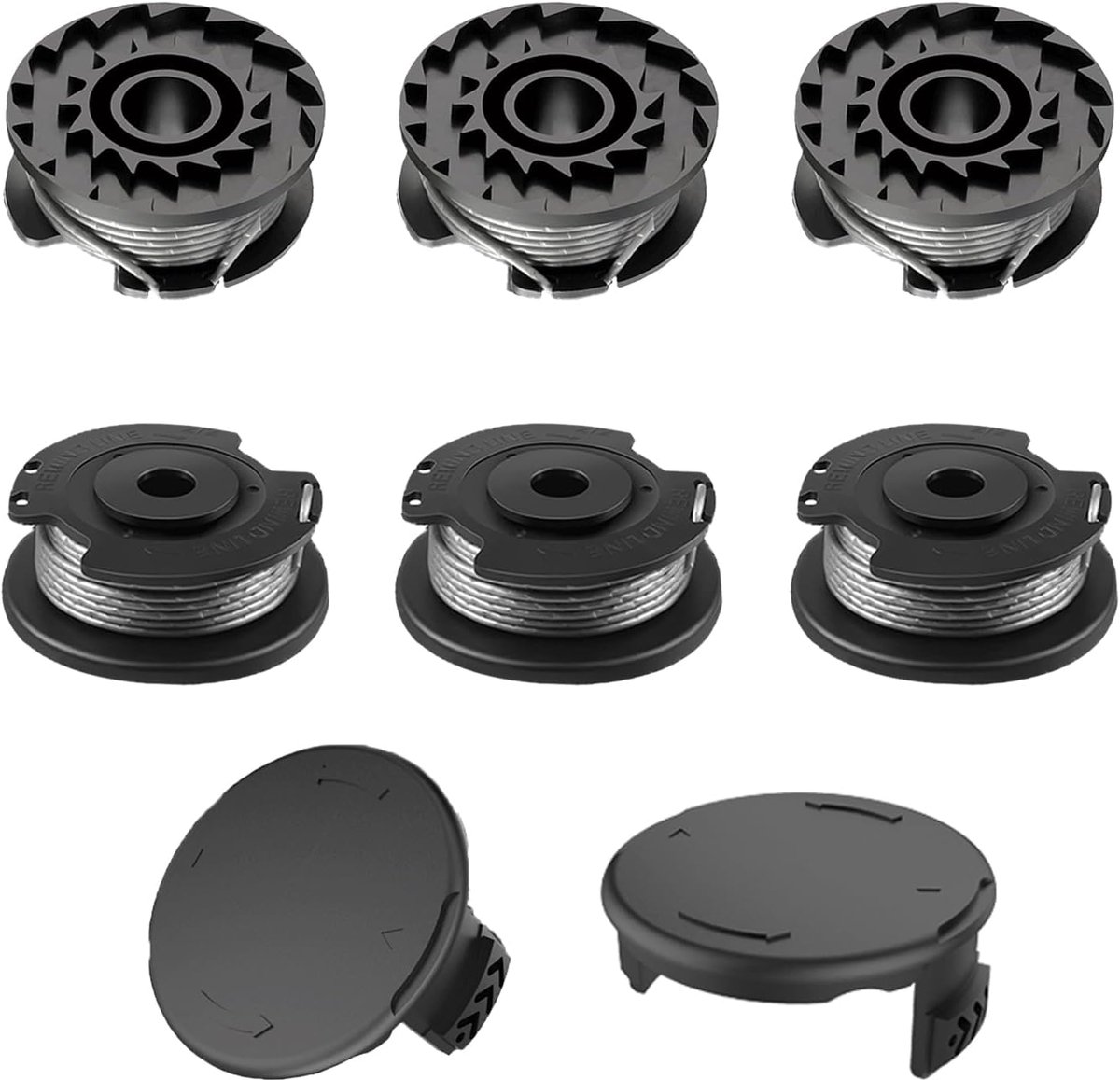 Spoelen voor Bosch grastrimmers Bosch ART 23 SL/ART 26 SL, nylon vervangende spoel (F016800569+F016800385), met 2 stuks trimmer spoelkap (F016F04557), vervangende draadspoel