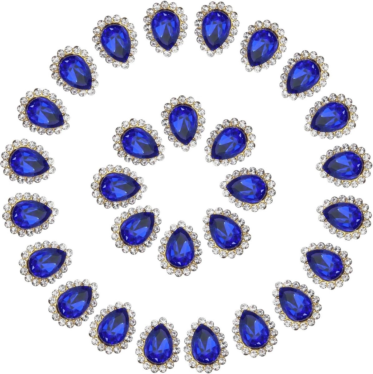 1 cm Naaien op strass, 50 stuks traandruppel kristallen steentjes puntrug edelstenen metalen platte achterkant voor knutselwerk schoenen jurken kleding oorbel riem naaien decoratie
