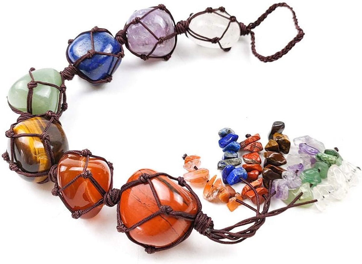 Handgemaakte 7 Chakra's Stenen Healing Kristallen Auto Charme Achteruitkijkspiegel Ornament Hangende Woondecoratie Raam Feng Shui Yoga Meditatie