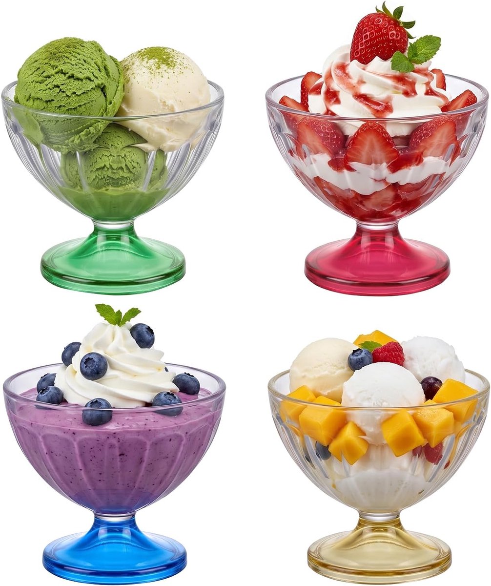 IJsschalen van acryl ijsschaal set kunststof mini dessertbeker met voet ijsbeker dessert (Plain Edge)